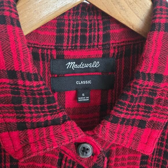 MADEWELL Classi Red & Black Plaid Collared Button Front Longsleeve Shirt Size S - Picture 4 of 8